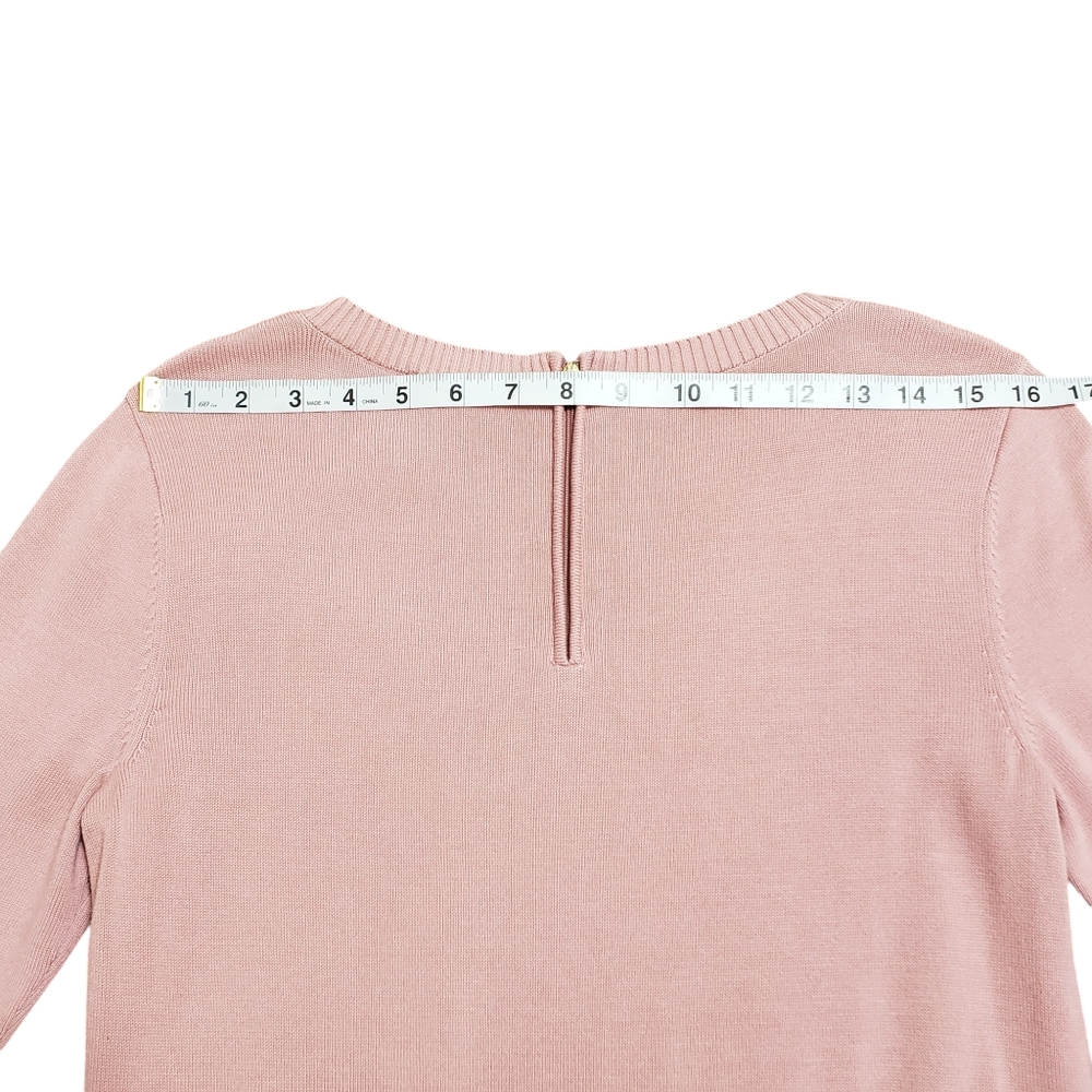 Talbots 3/4 Sleeve Front Pocket Zipper Back Sweater Pink Sz Small - Picture 11 of 13